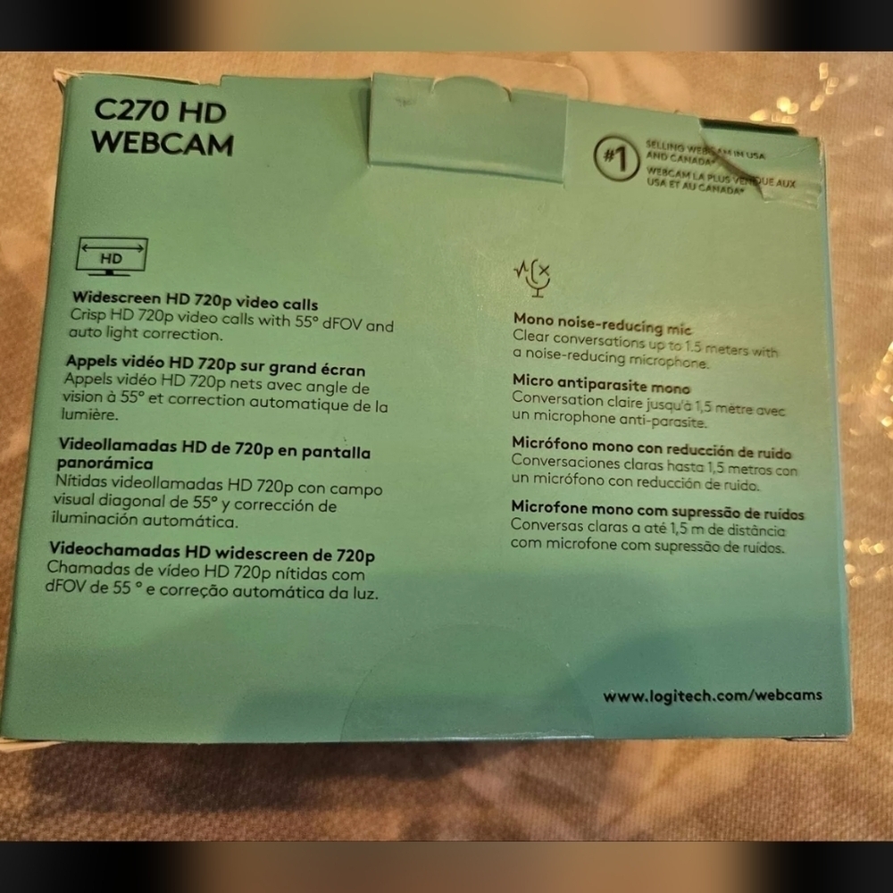 Logitech webcam HD C270 720p Built-in Mic New In Box Gray - Picture 2 of 5